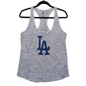 NEW ERA Dodger Tank Top Medium Blue Marled Print Racerback Sleeveless Sports